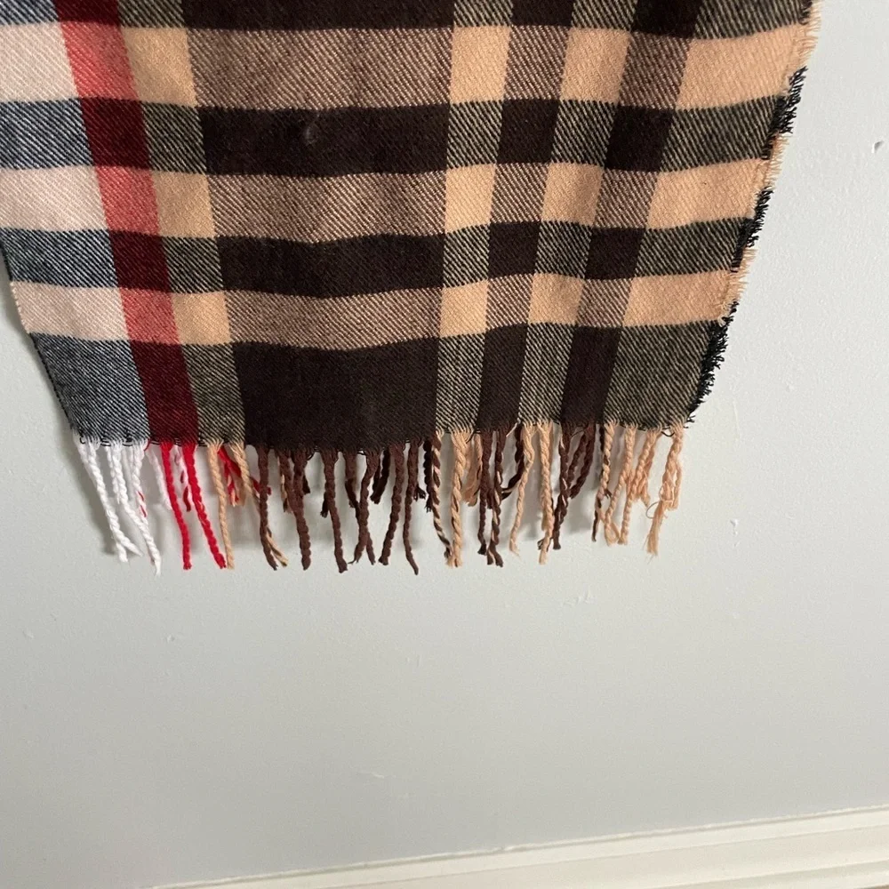 Plaid cashmere feel scarf